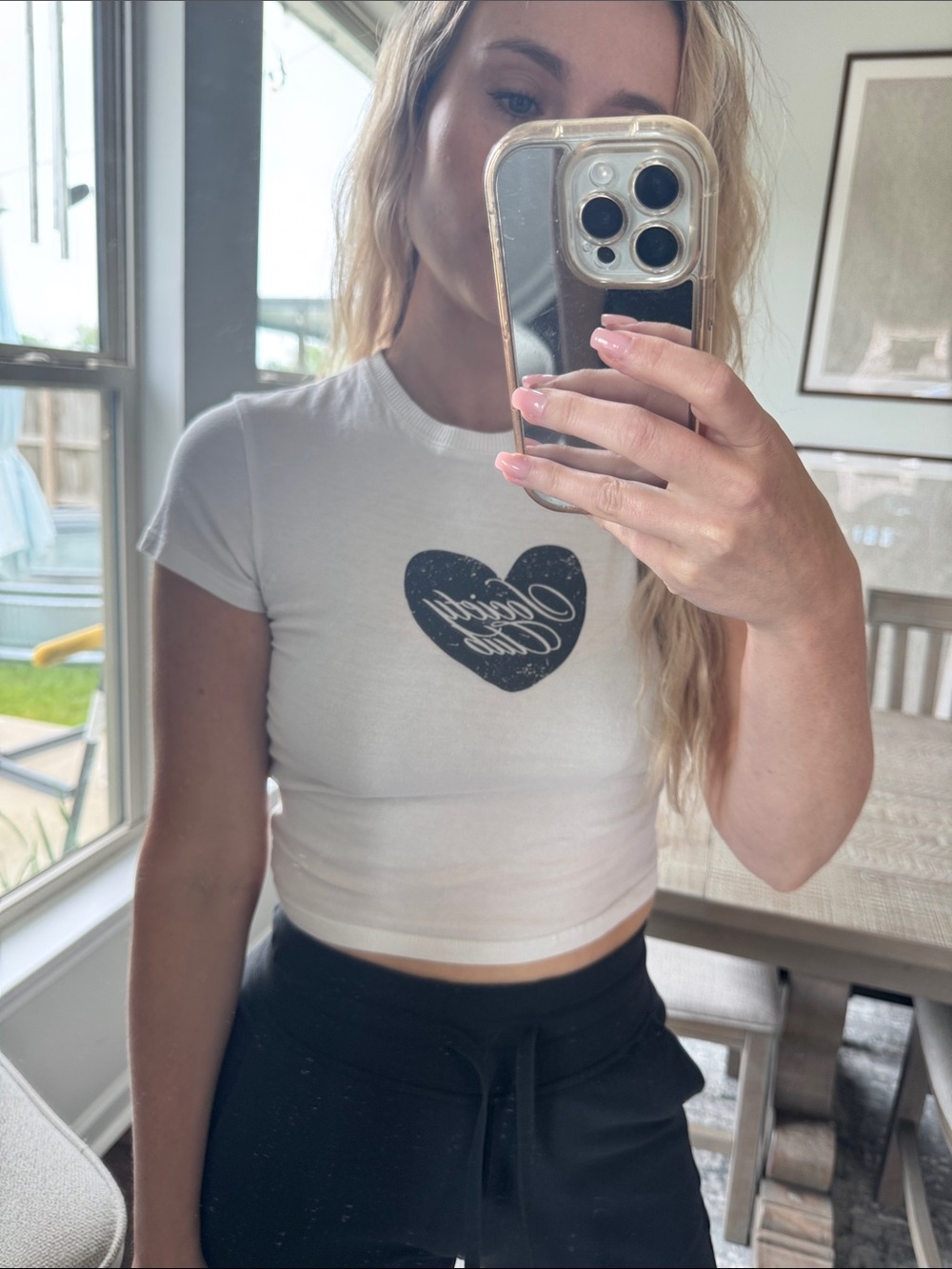 H&M Heart Graphic Crop “Social Club” White Tshirt - Picture 5 of 9